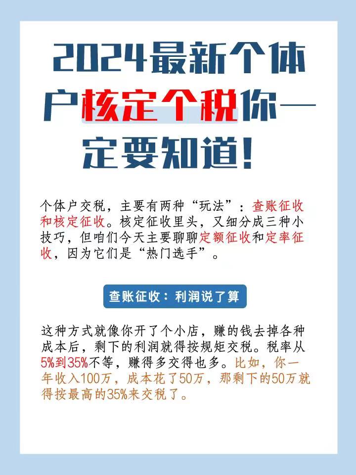 酒泉2024最新个体户核定个税你一定要知道！